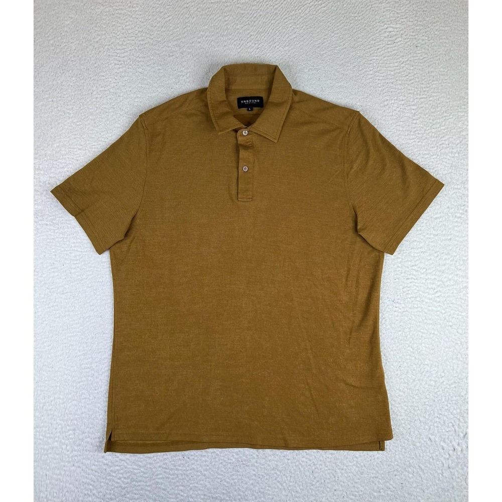 Unbound Merino Polo Shirt Mens Large Brown Solid Short Sleeve Merino Wool Knit